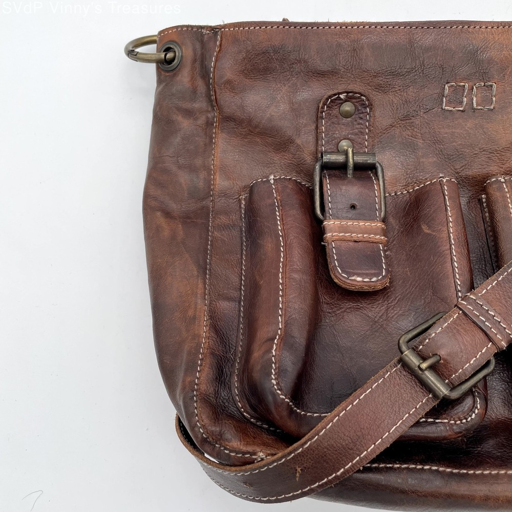Bed StU 100%Genuine Leather Crossbody Messenger Satchel Cognac Dark Brown Travel - Picture 2 of 8